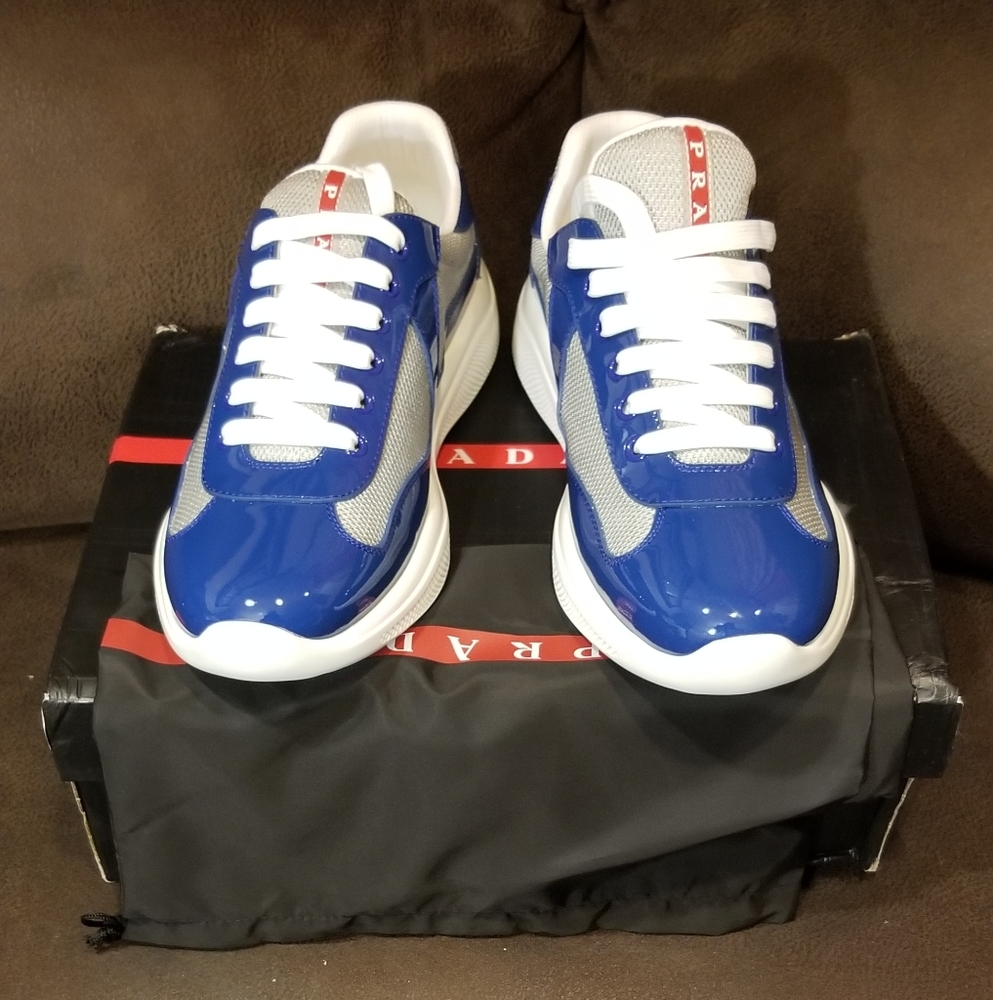 Prada Men's Sneakers in Blue and White